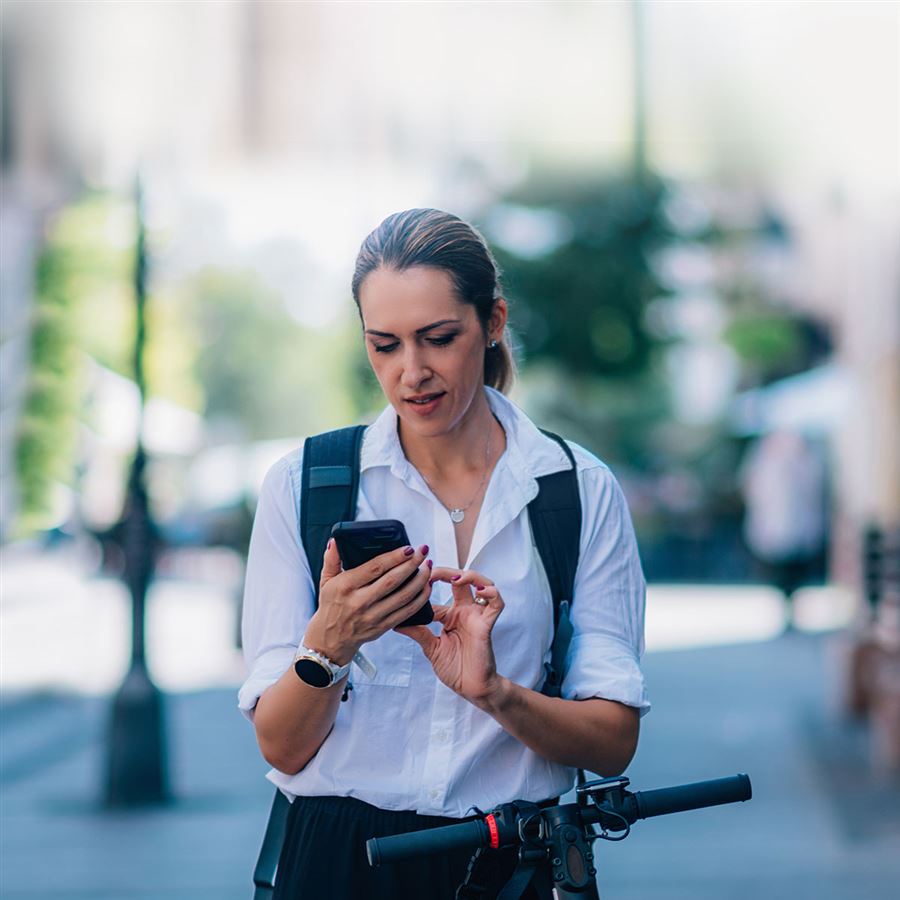 woman with a mobile phone in her hand